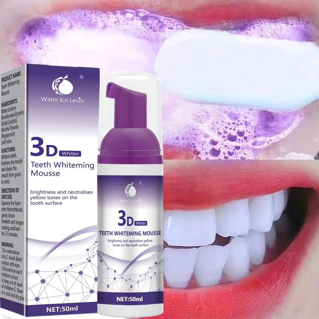 50ml Purple Whitening Mousse Toothpaste, Lightweight Mini Whitening Toothpaste, Deep Cleansing, Mild and Refreshing, Fresh Breath, Oral Cleaning and Whitening Toothpaste Qme