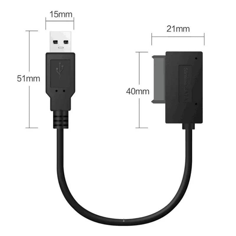 2pcs USB2.0 To Mini Sata II 7+6 13Pin Cable Adapter Converter for Laptop CD/DVD ROM Slimline Drive Qme 2pcs