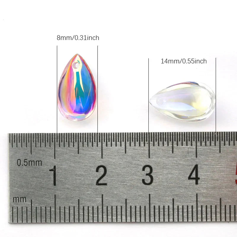 Best quality 8x14mm smooth crystal drop beads shiny ab glass drop beads jewelry beads for DIY bracelet necklace making 28pcs/lot Qme