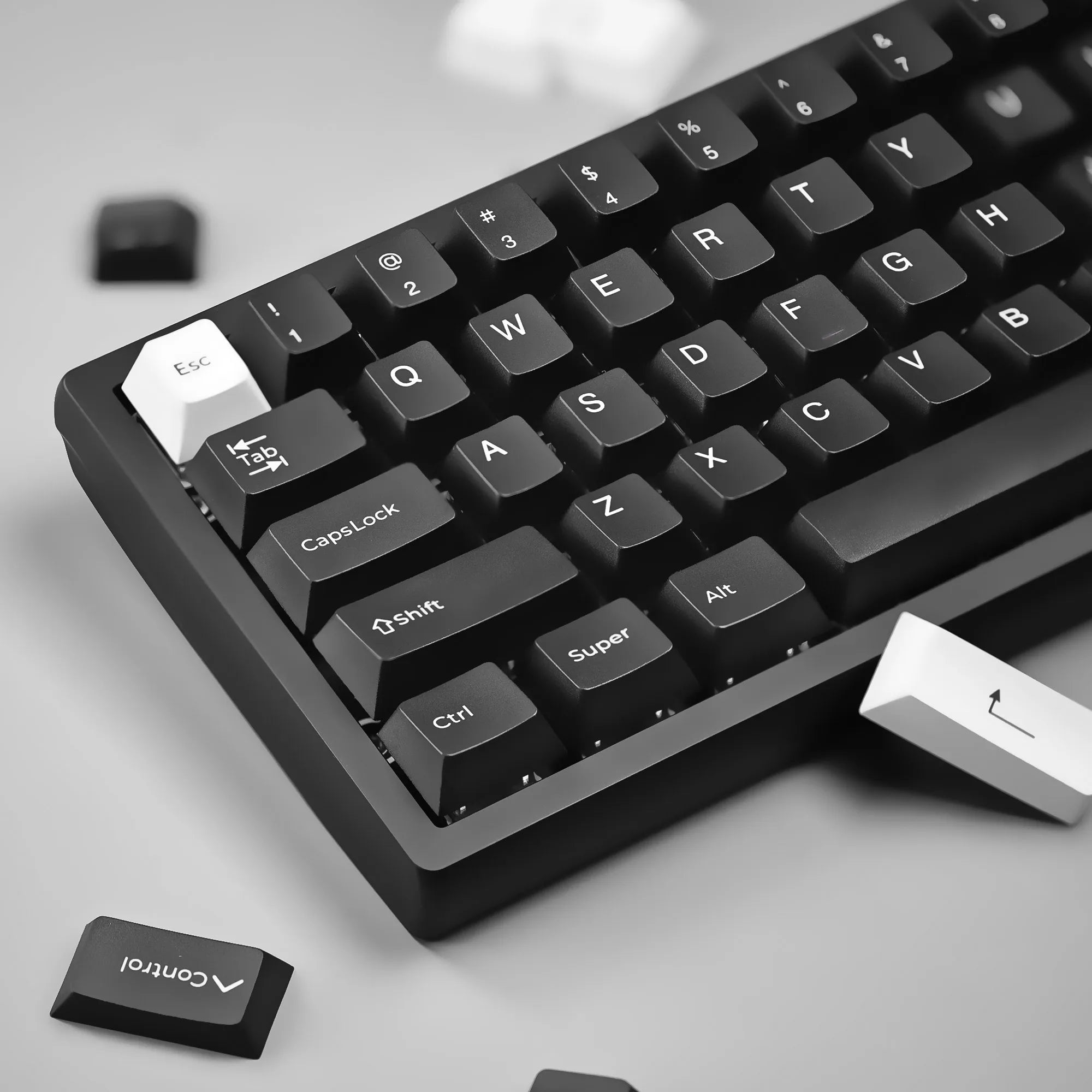 146 keys Cherry Height PBT keycaps Thermal Sublimation Black White Two Tone Keycaps for MX Mechanical Keyboard Gaming Keycaps Qme