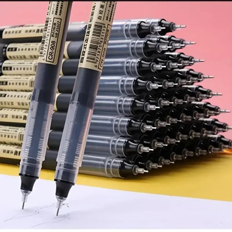 10PCS High Quality Needle Type Gel Pens Black Blue Red Ink Straight Liquid Pen Kawaii Stationery School & Office Supplies Qme