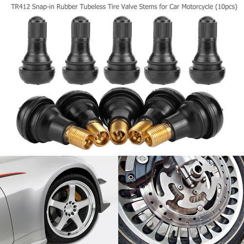 10/25Pcs TR412 Snap-in Black Rubber Tubeless Tire Tyre Valve Stems for ATV Car Motorcycle Tubeless Tire Valve Stems Qme