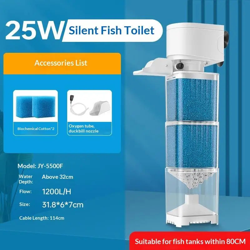 220V 6 In1 Aquarium Filter Pump Fish Tank Submersible Silent Air Qme 25W