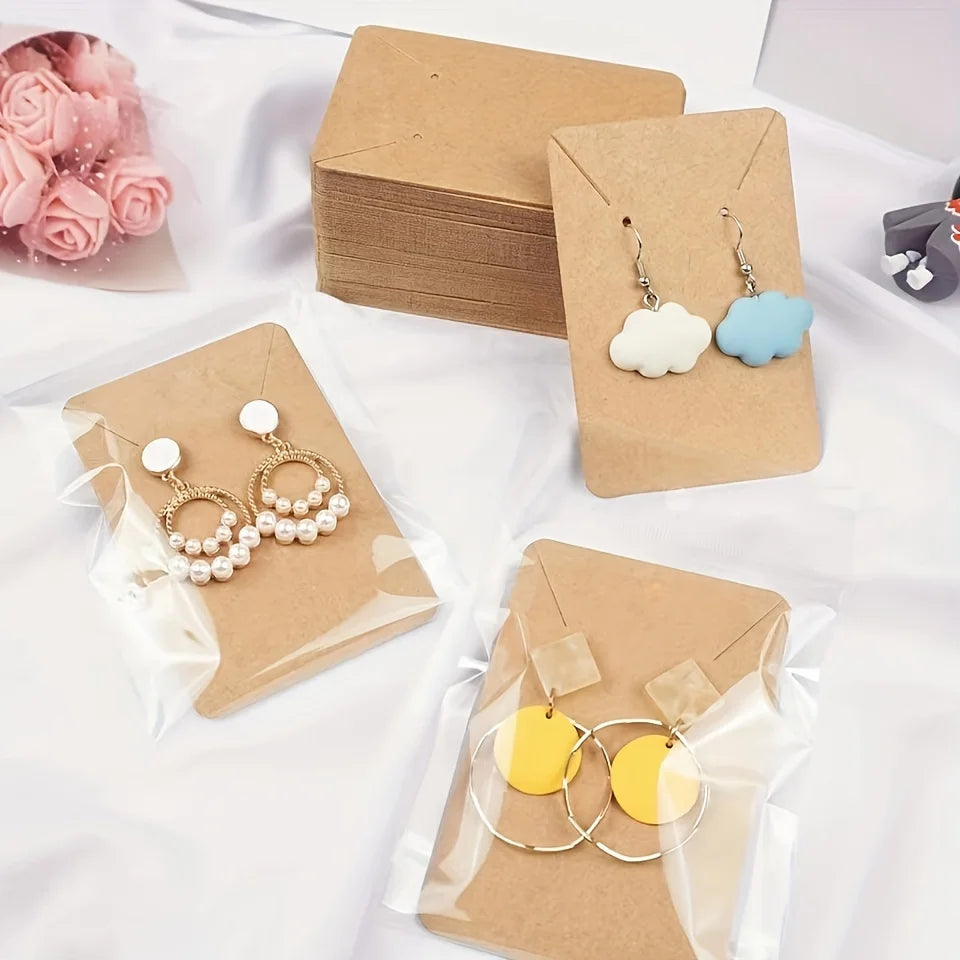 50 natural square earrings, necklace, cardboard, blank jewelry set, DIY cardboard Qme