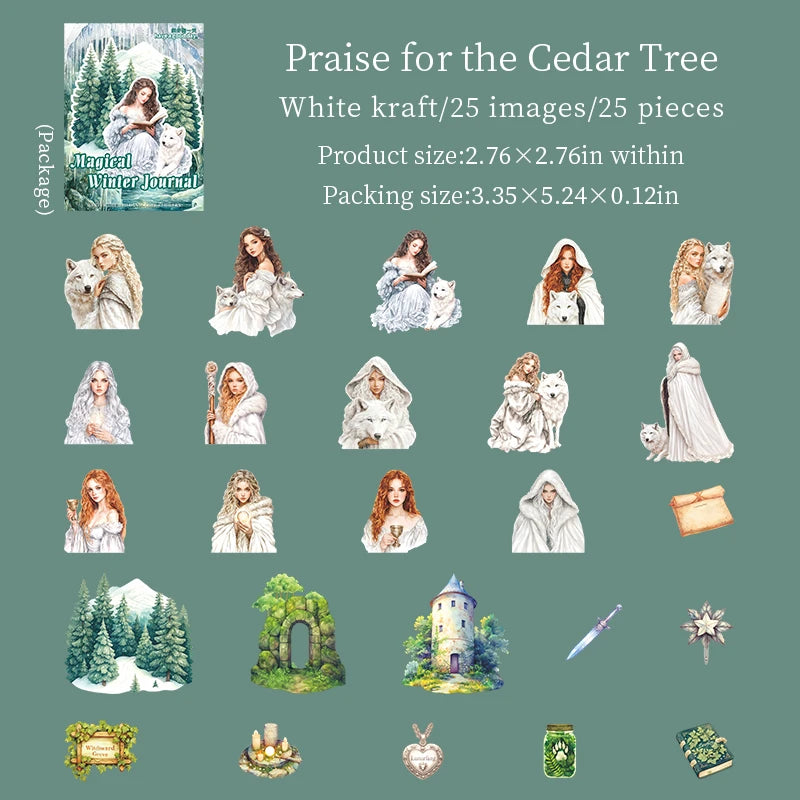 25 Sheets Magical Winter Theme Landscape Scenery Stickers for DIY Craft Scrapbook Guitar Phone Case Notebook Decoration Qme 2
