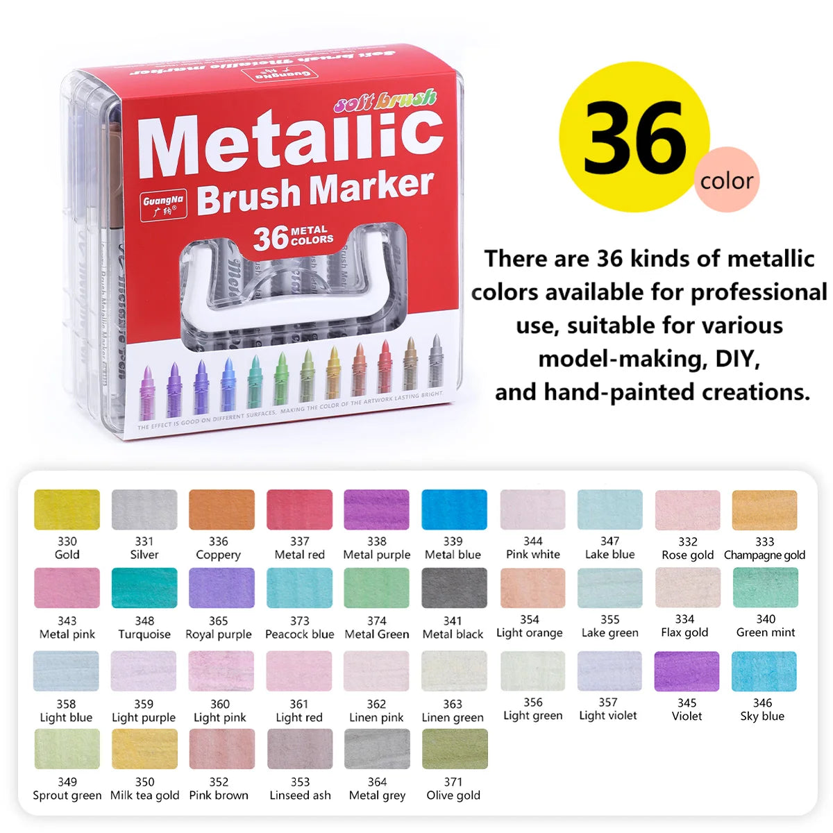 12-48Pcs Metallic Marker Pens - Brush Tip for Rock Painting, Black Paper, Scrapbooking Crafts, Christmas Gift，DIY Photo Album Qme 36 colors