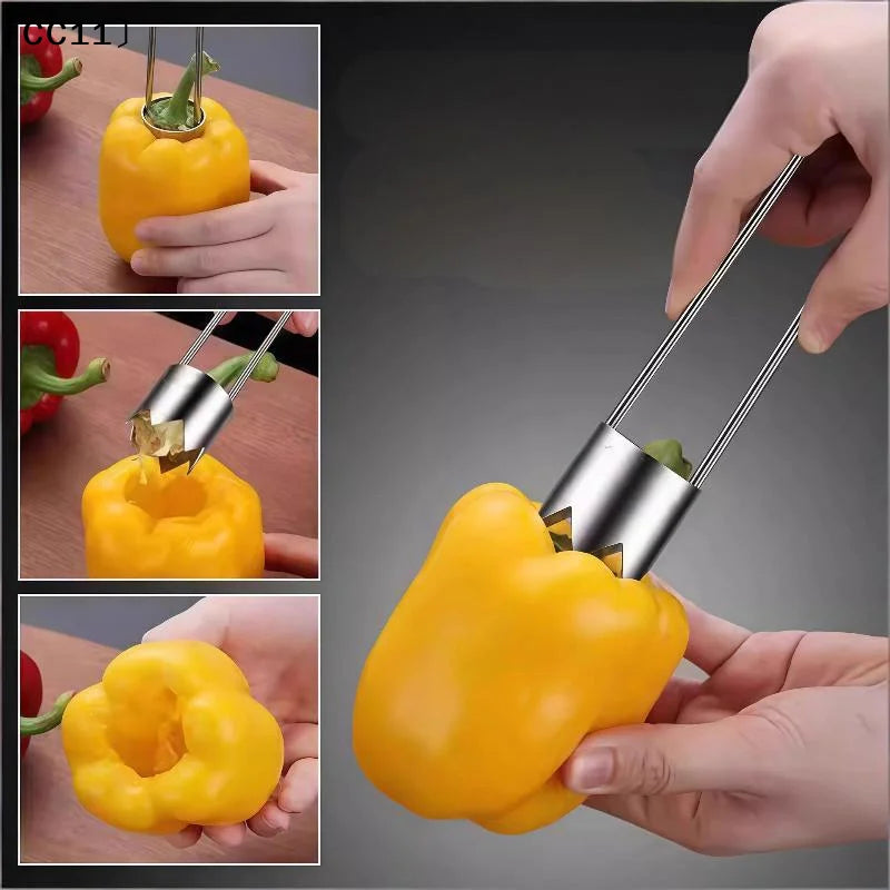Stainless Steel Corer Tool Fruits Veggies Like Apples Peppers Qme