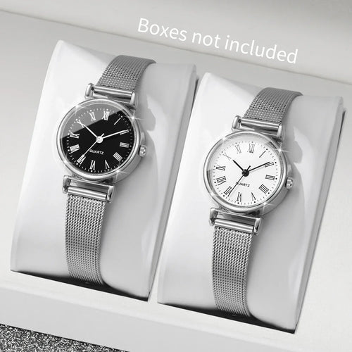 1/2 pçs moda roma dial feminino relógio de quartzo casual malha banda senhoras relógios de pulso reloj mujer (sem caixa) Qme