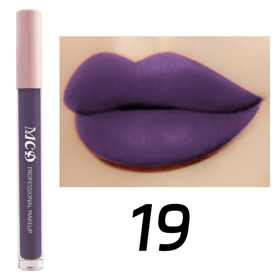 Dark Brown Matte Velvet Lip Gloss Waterproof Liquid Lipstick Nude Qme 19