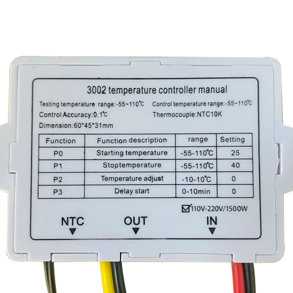W3001 W3002 Digital Temperature Controller Thermostat Switch Qme