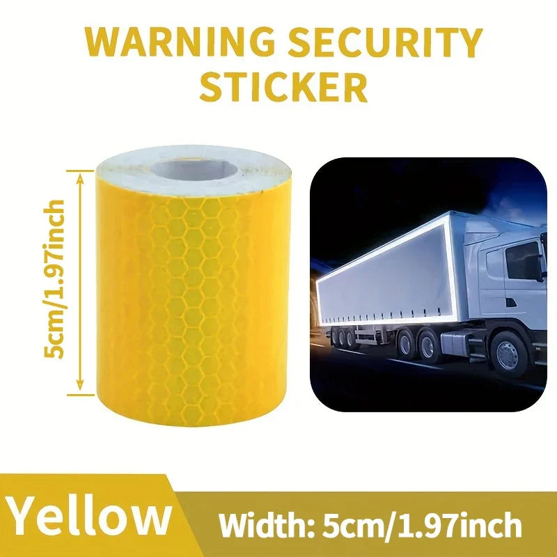 5m Reflective Tape PVC Bicycle Wheels Reflect Fluorescent Sticker Bike Reflective Sticker Strip Tape For Cycling Warning Safety Qme Yellow 3M