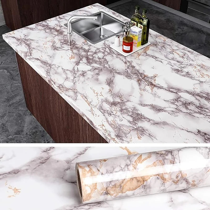 40cm marble countertop Decorative waterproof moisture-proof oil resistant self-adhesive wallpaper ceramic tile wall sticker Qme 1 40cmX10m