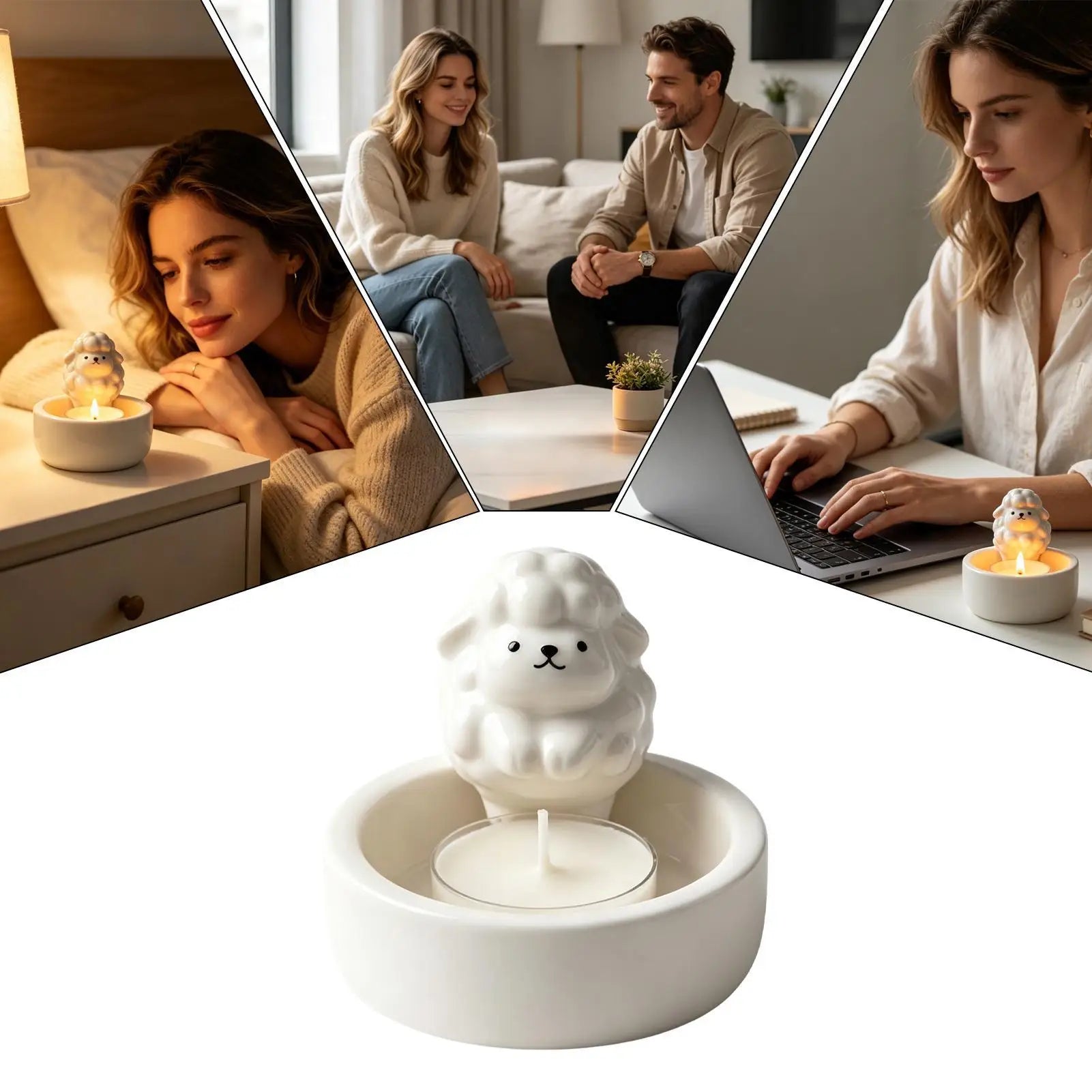 Cute Tealight Holder Aesthetic Table Centerpiece Ceramic Candlestick Qme