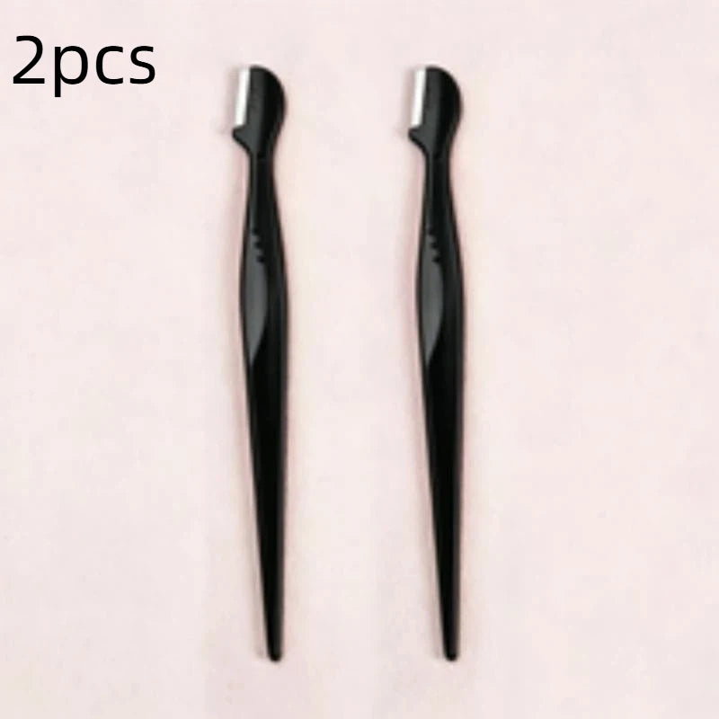 Precision Straight Handle Eyebrow Trimmers 2 3 Round Head Grooming Qme 2pcs Black