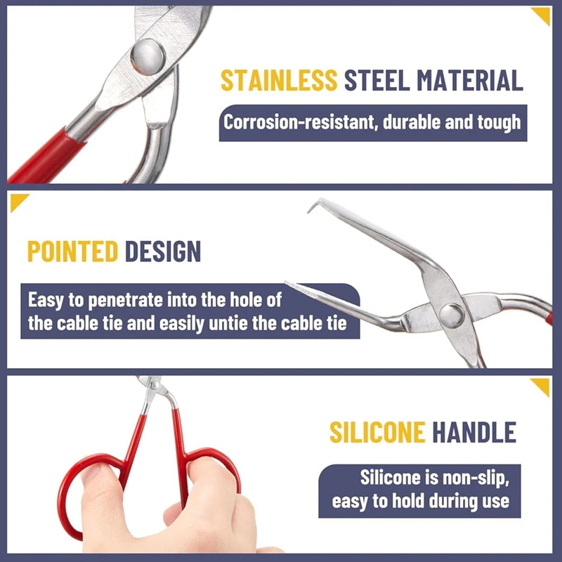 ABDJ-Cable Tie Opener Zip Tie Cable Tie Remover Tool Stainless Steel Zip Tie Cutter Tool With Silicone Handle Qme