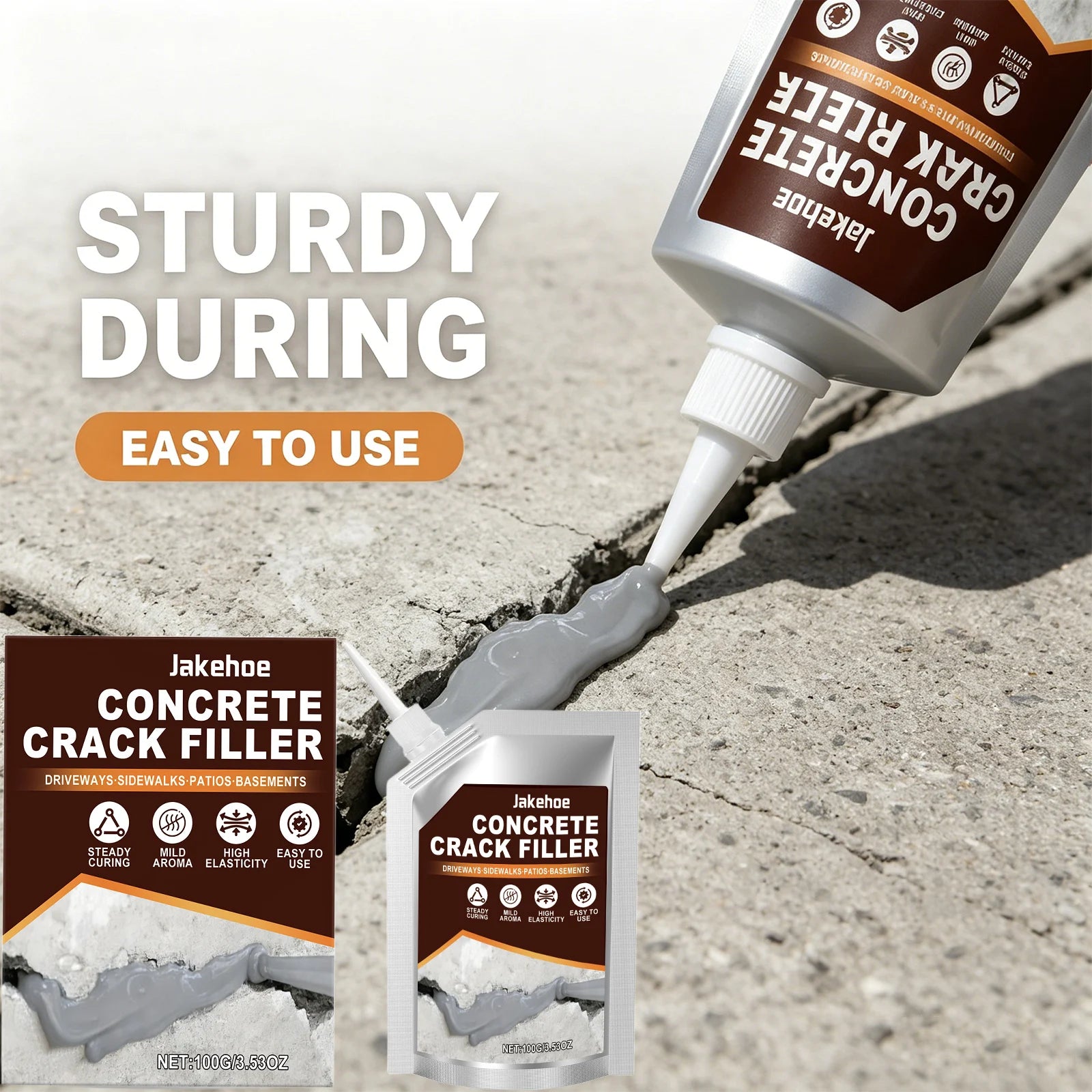 Self-Leveling Concrete Crack Sealant Quickly Repair Cracks and Fill Gaps Waterproof & Durable Easy-to-Use Concrete Crack Filler Qme
