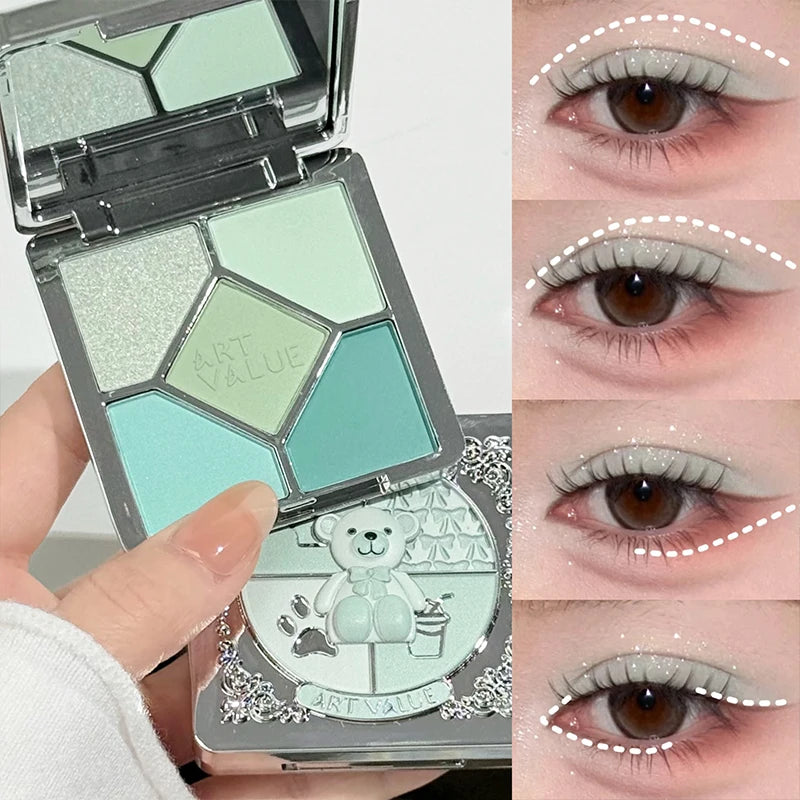 5 Colors Eyeshadow Palette Purple Glitter Pearlescent Matte Eye Shadow Shimmer Makeup Long Lasting Women Beauty Eye Cosmetics Qme