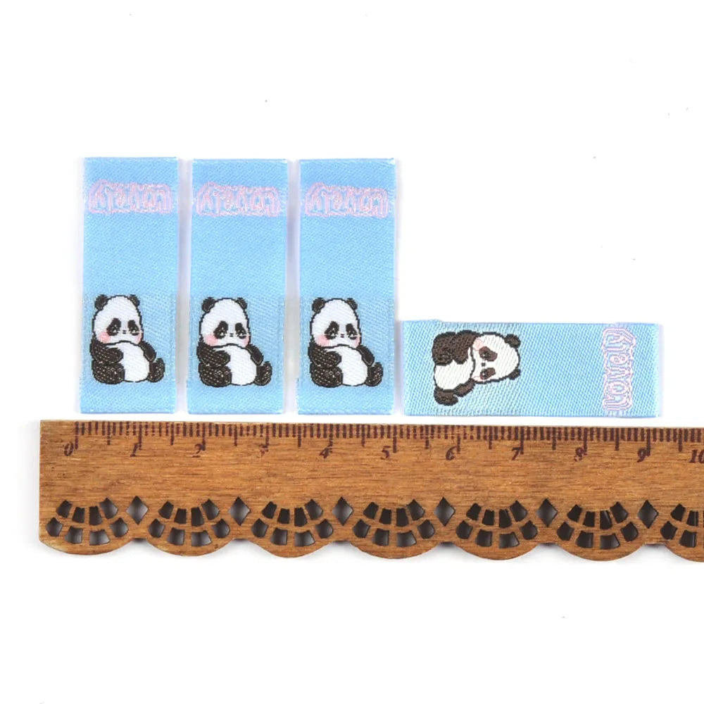 50Pcs New Cartoon Panda Embroidery Labels For Sewing Clothes Accessories Washable Care Garment Tags DIY Supplies Handicrafts Qme 2