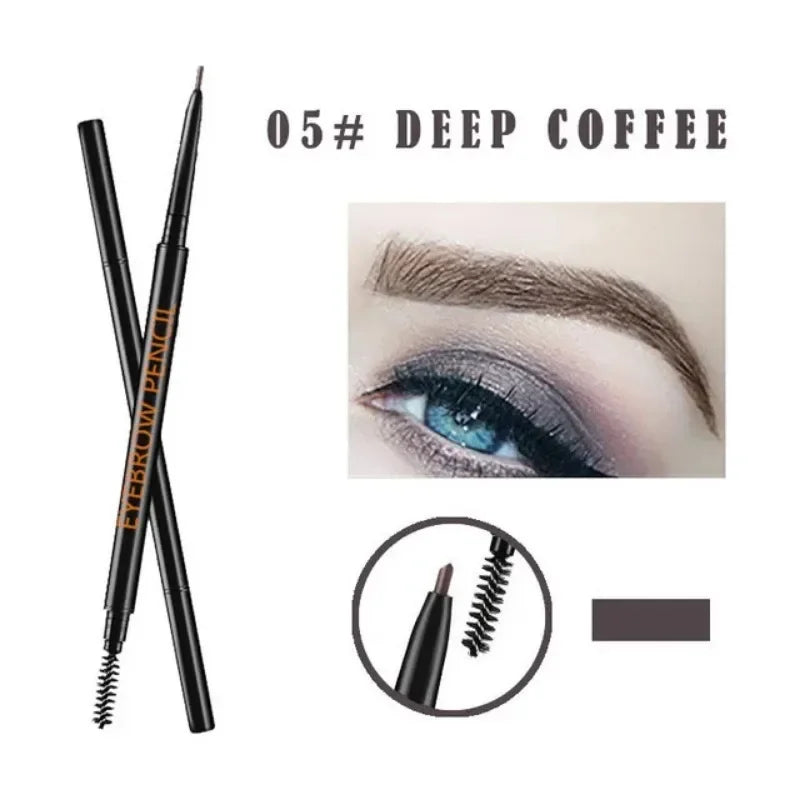 1.5mm Fine Eyebrow Pencil with Double Head Automatic Rotation, One Line Eyebrow Pencil Waterproof and Makeup Free Makeup Pen Qme 05