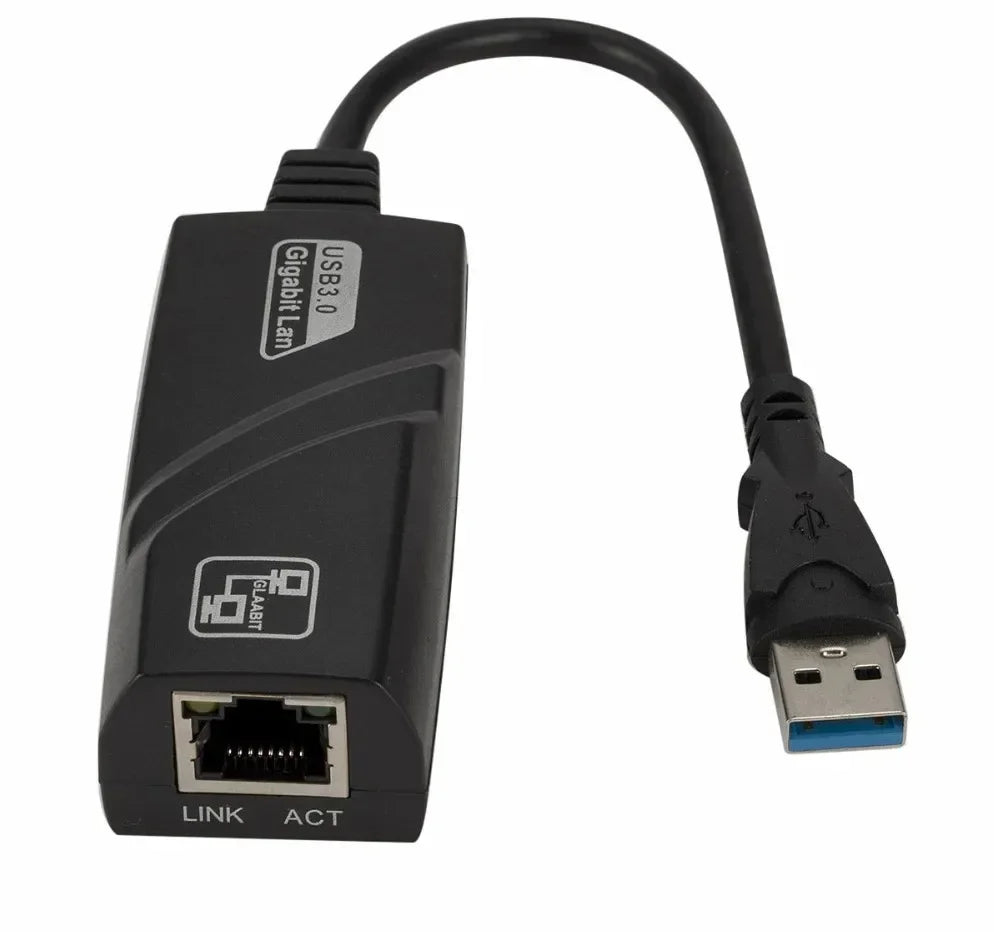 10/100/1000Mbps USB 3.0 USB 2.0 Wired USB TypeC To Rj45 Lan Ethernet Adapter Network Card for PC Macbook Windows 10 Laptop Qme black