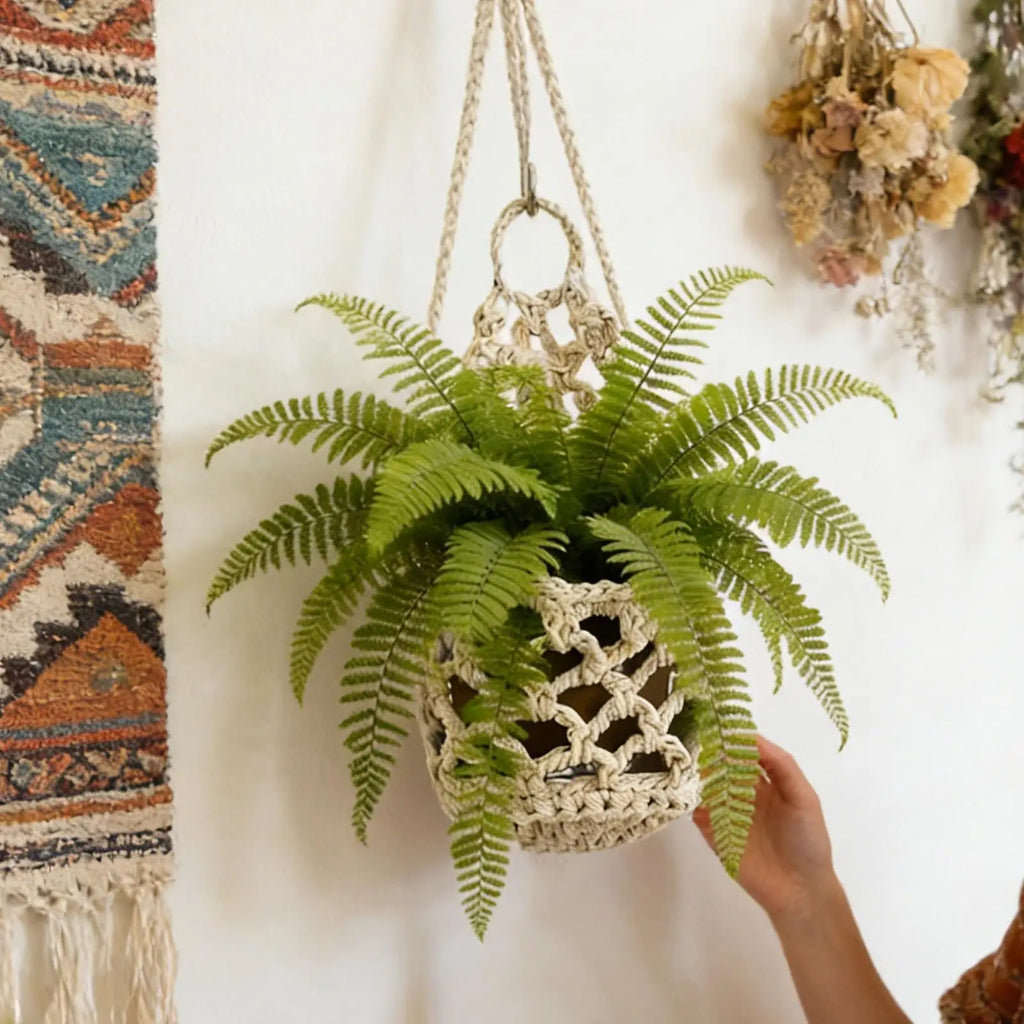 Macrame Plant Hanger Cotton Woven Decorative Space Saving Boho Flower Qme