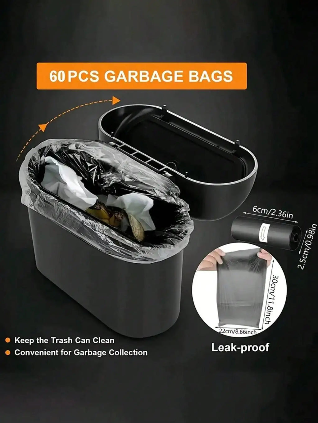 Car-mounted Trash Can 1 Bundle Garbage Bags Multipurpose Back Seat Qme
