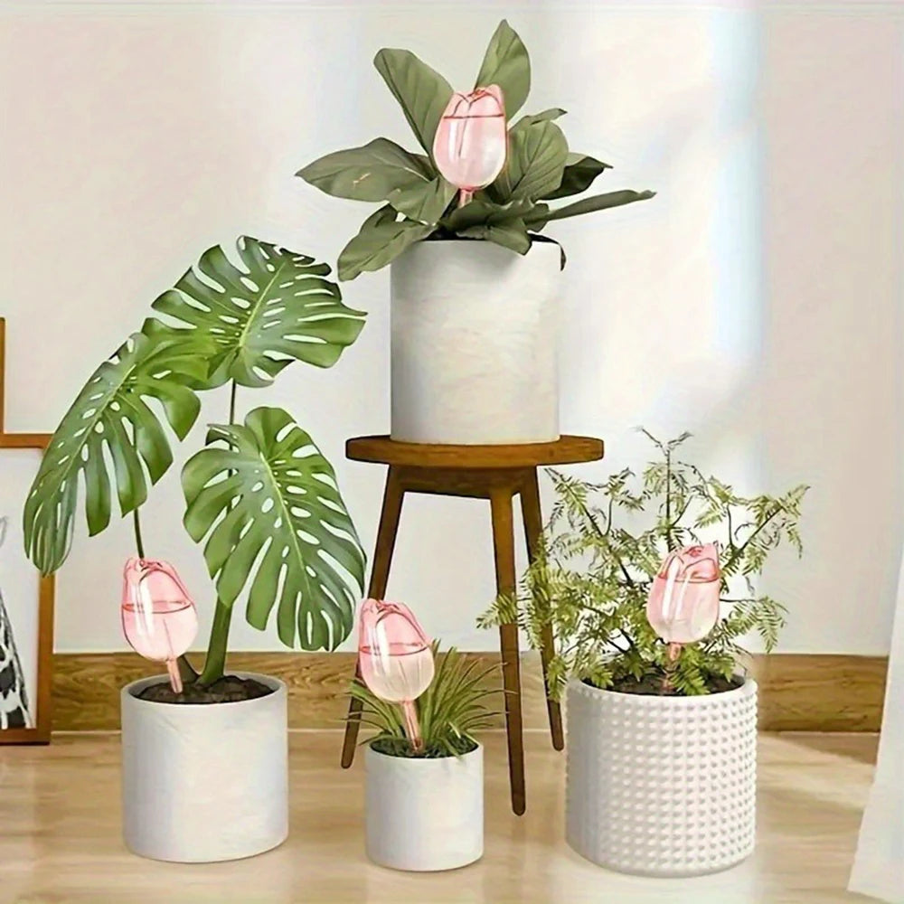 Garden Pink Tulip Plant Watering Balls, Suitable For Indoor Outdoor Plants, Automatic Plant Drippers, And Automatic Watering Qme