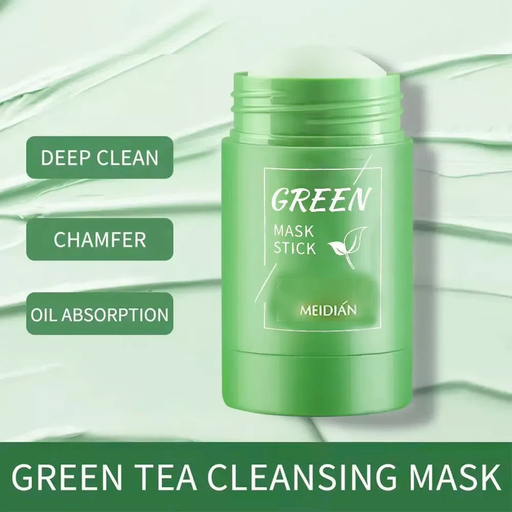 Face Clean Mask Green Tea Cleansing Stick Mask Shrink pores Deep Blackhead Remover facial Cleansing Moisturizing Mask 40g Qme