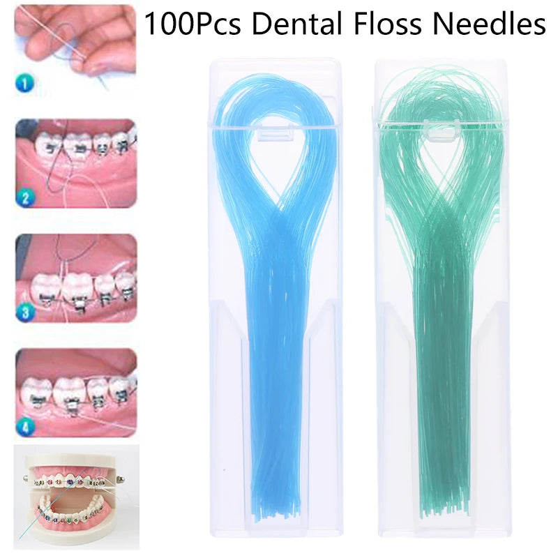 Dental Floss Threader Traction Line Oral Crown Brace Bridge Implant Qme