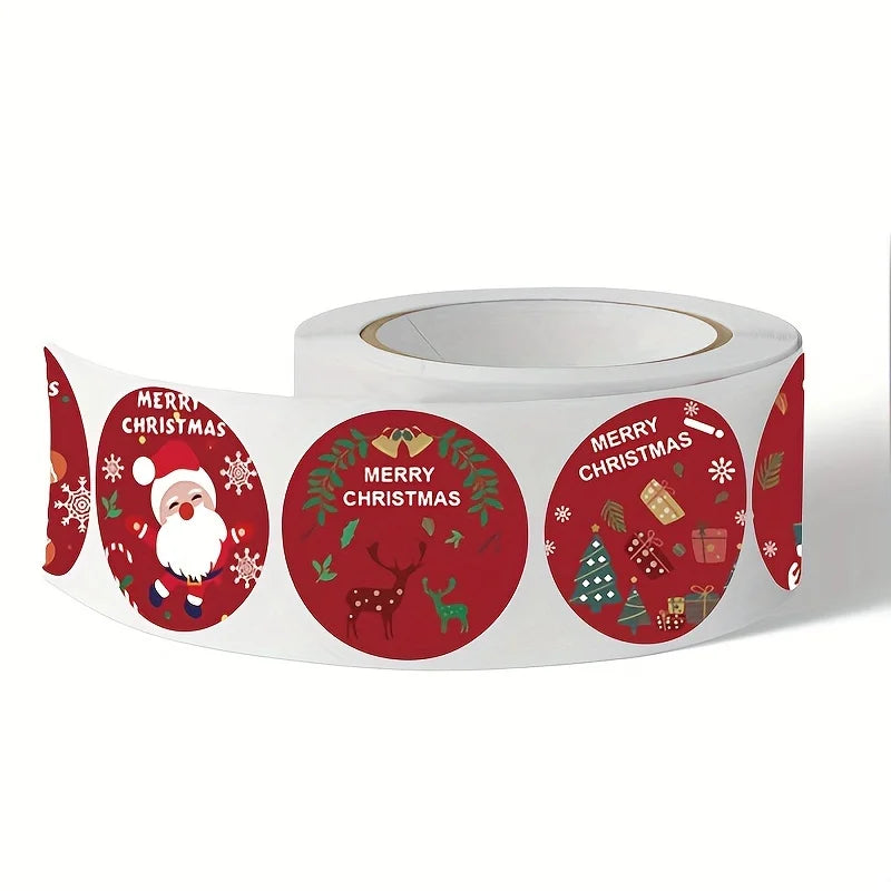 1 roll of Christmas gift circular decoration sealed gift packaging label sticker Qme
