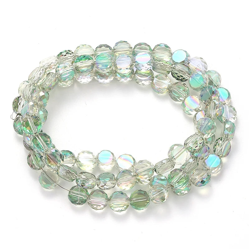Flat Round Glass Beads Transparent Faceted Glass Spacers Colorful Coin Beads Crystal Loose Beads for Jewelry Making DIY Bracelet Qme Color 1 8mm-80pcs
