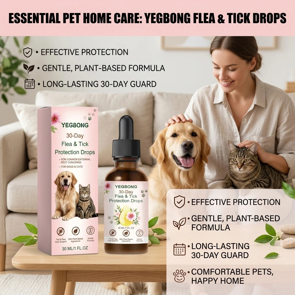 Pet Flea & Tick Removing Drop Cleaning Skin Repel Fleas & Mites Refreshing Long-Lasting Protection Gentle Pet Pest Repellent Oil Qme