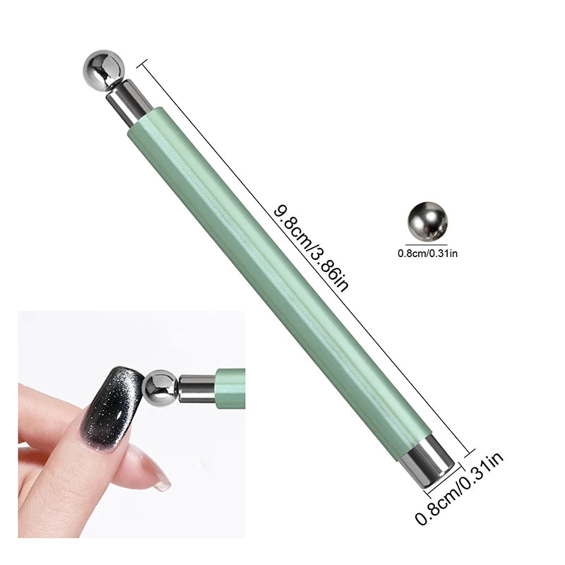 Double-end Cat's Eye Nail Magnetic Stick Glossy Steel Balls 8 Strong Qme