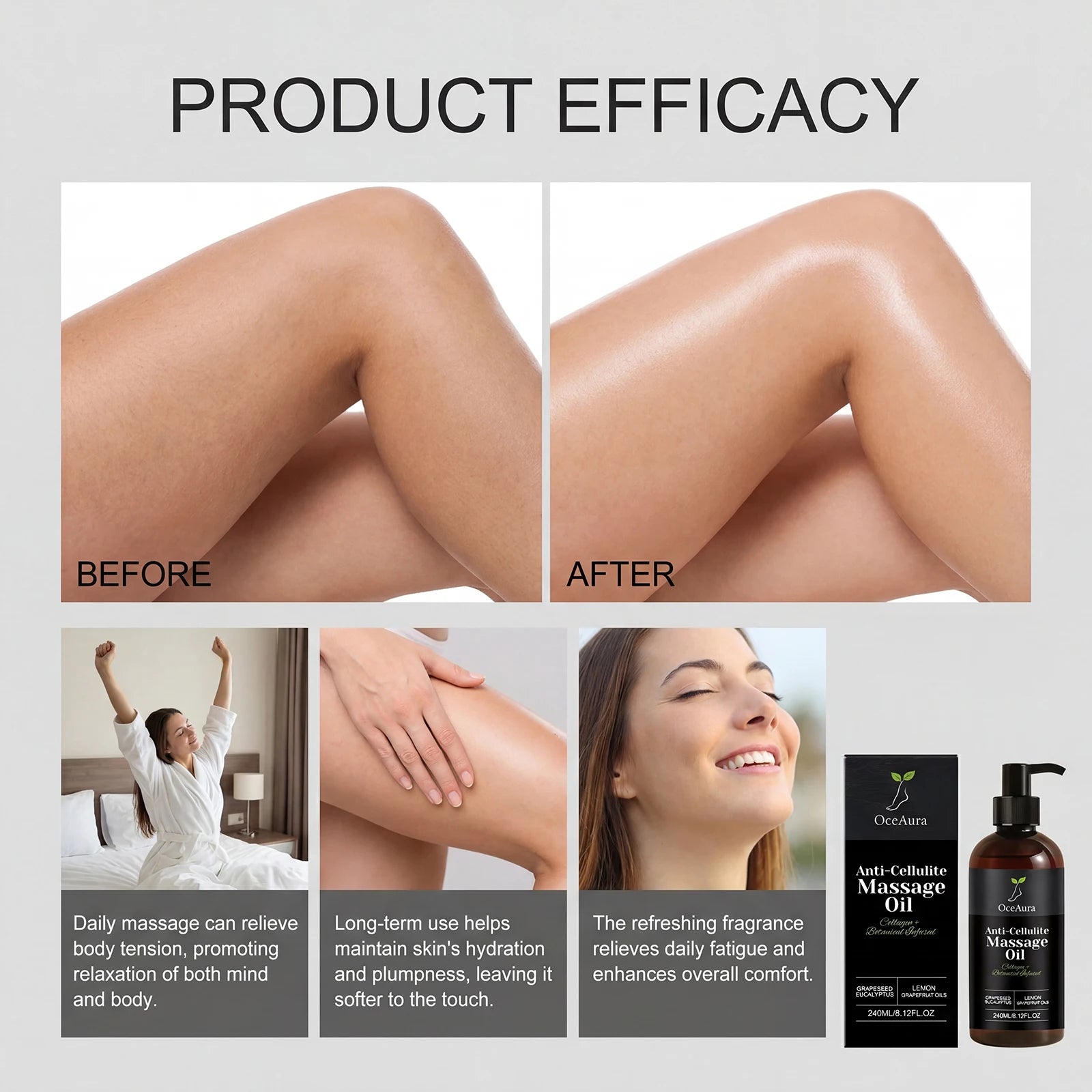 Collagen Firming Massage Oil Thigh Firming Nourishing Dry Skin Glowing Soothing Smoothing Tightening Body Oil for Daily Use Qme
