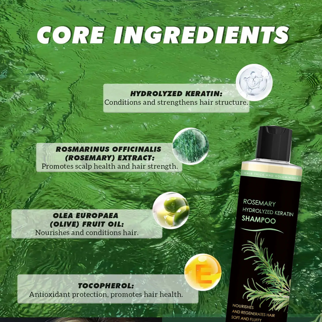 Organic Rosemary Shampoo for Hair Growth Natural Thickening & Strengthening Shampoo with Hydrolyzed Keratin Hair Care Qme