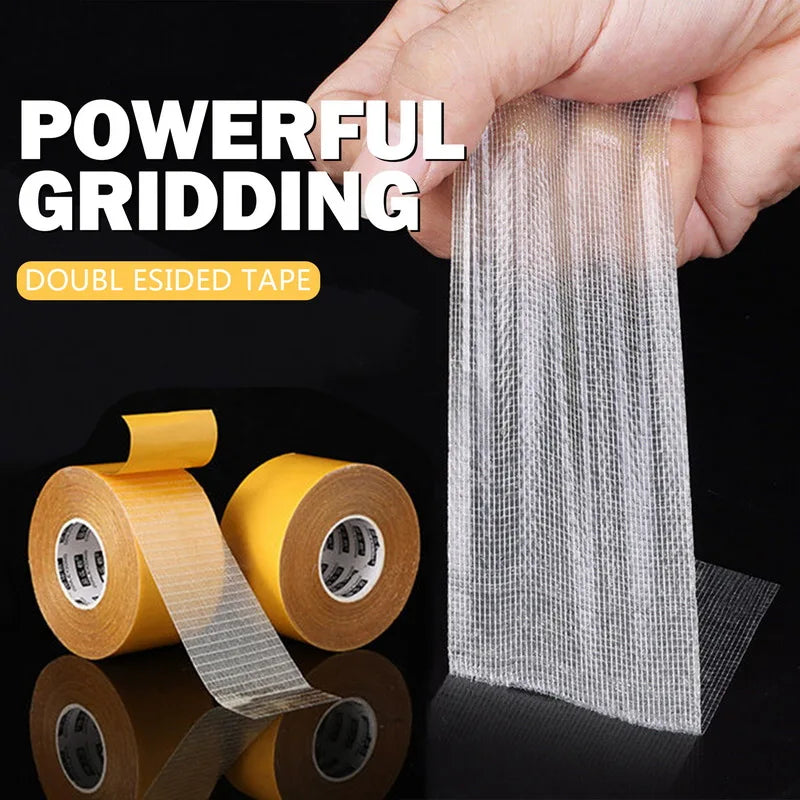 Super Thin Strong Fixation Double Sided Adhesive Tape Heavy Duty Translucent Mesh Waterproof Traceless Powerful Grid Carpet Tape Qme