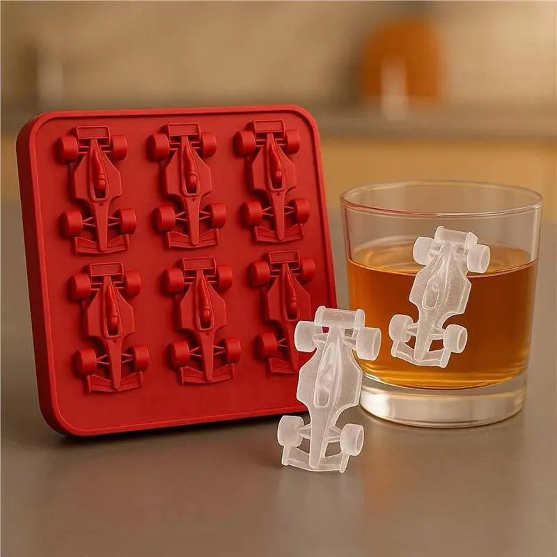 6-Cavity Formula Racing Car Ice Mold Silicone Jelly 3d Race Tumbler Qme Red