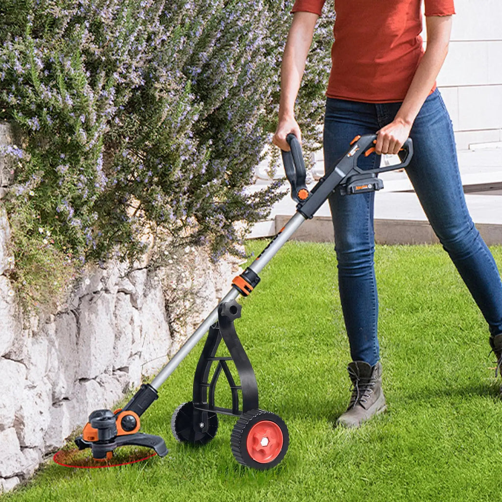 Adjustable String Trimmer Support Wheels Push Lawn Mower Stand Qme
