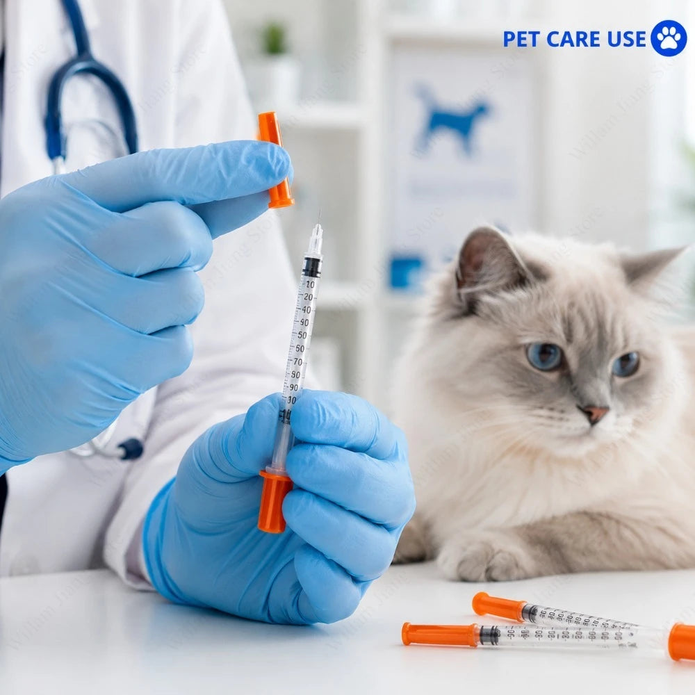 0.5/1ml Plastic Sterile Syringe Orange Cap Needle Design Disposable Veterinary Tool for Pet Care Livestock Breeding Work Qme