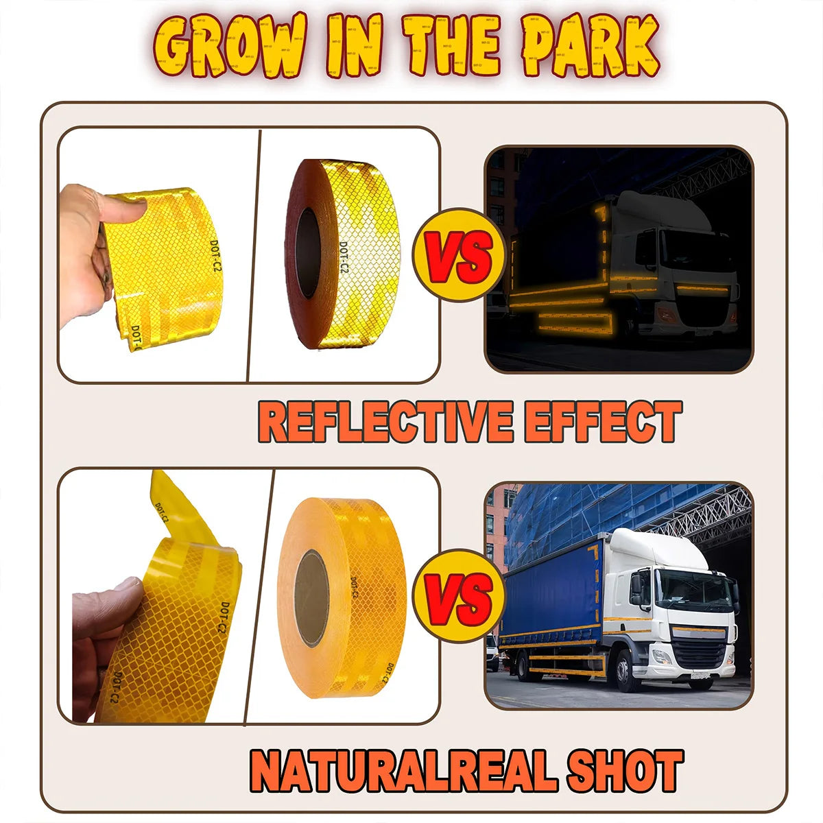 Car Reflective Tape Yellow DOT-C2 Auto Safety Warning Sticker Reflector Protective Tape Strip Film for Trucks Auto Motorcycle Qme