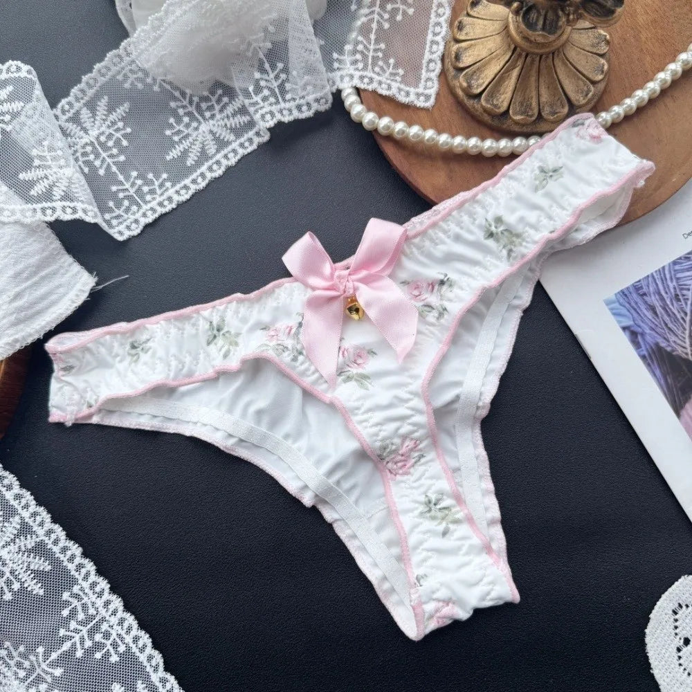 Lingerie Sweet Bow Women Panties Ruffle Low Waist Girls Briefs Flower Qme