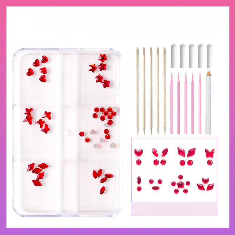 Tooth Gem Kit DIY Crystals Jewelry Kit Teeth Gems Kit Professional Fashionable Tooth Gems Kit for Teeth Teeth Jewelry Starter Qme 6 Grids red
