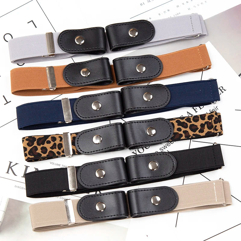 Elastic Invisible Belts Women Buckle-free Jeans Without Buckle Easy Qme