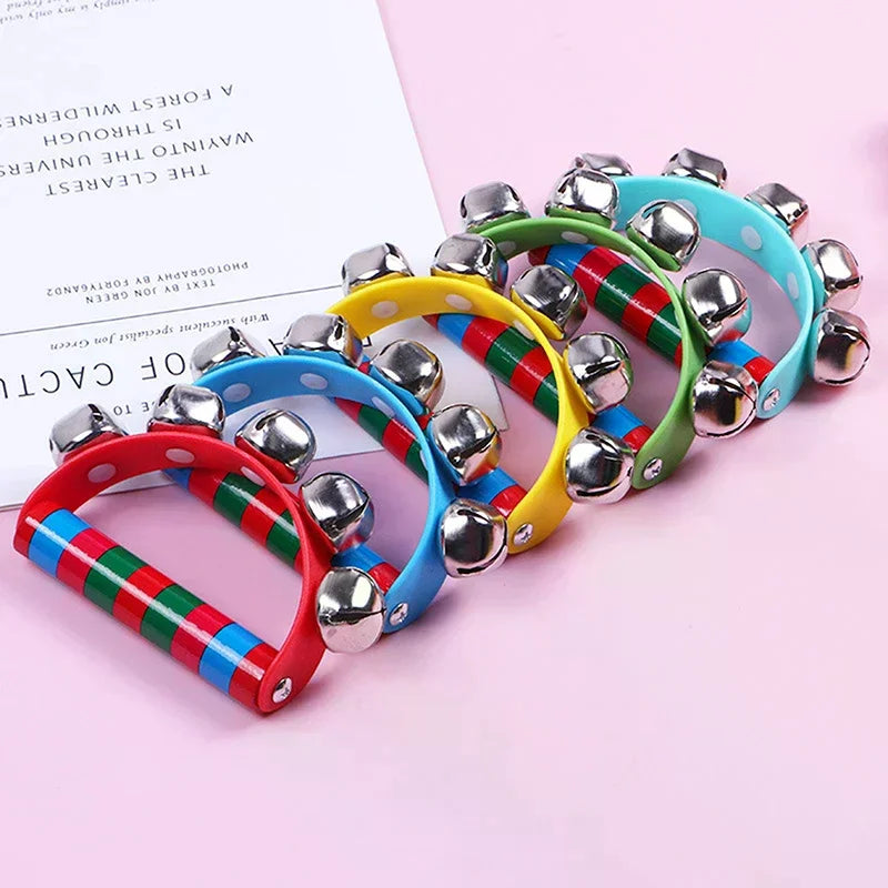 One-piece Smart Toy Handbell Kids 5 Jingle Bells Wood Grip Music Qme