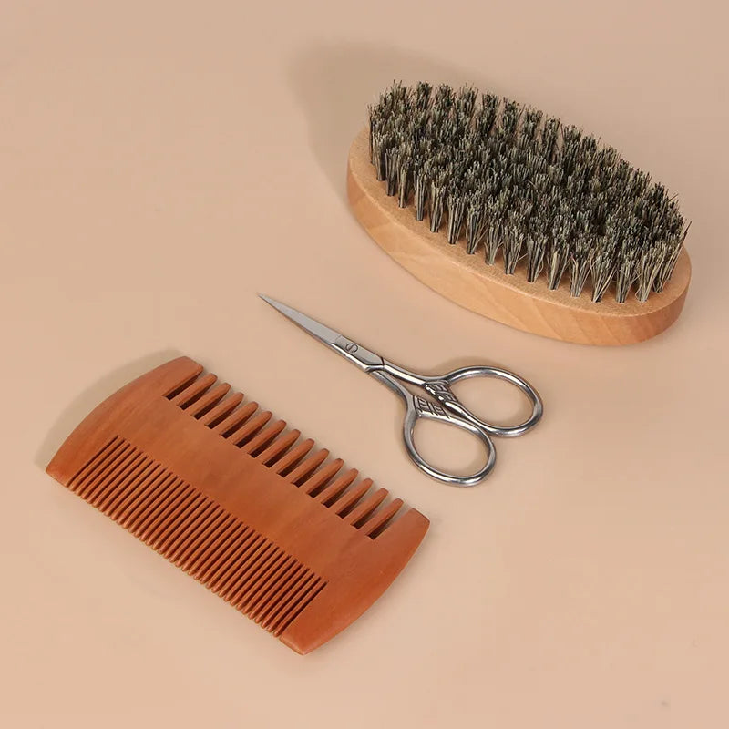 Men's Shaving Brush Boar Bristle Portable Barber Natural Beard Facial Qme