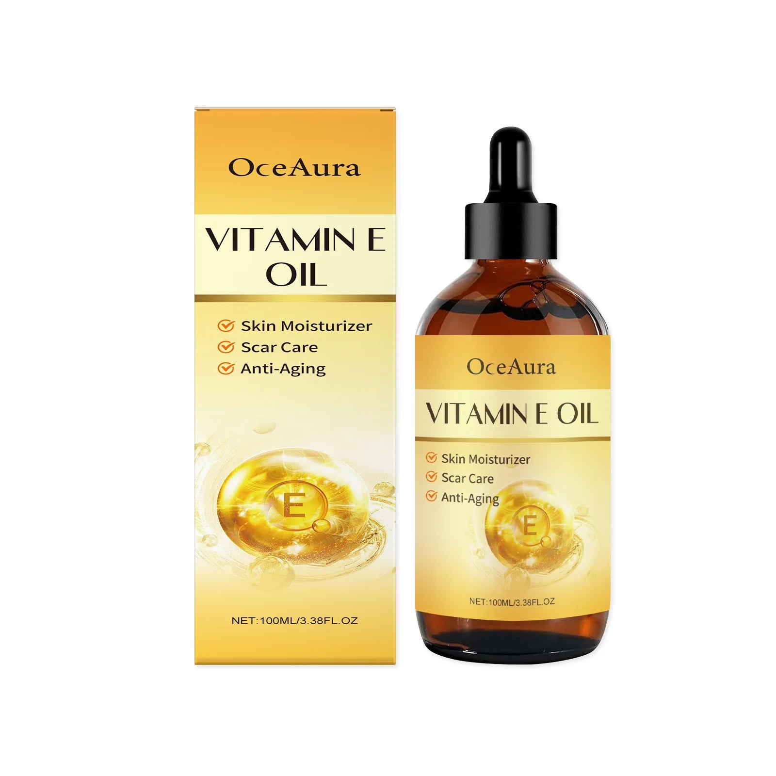 OceAura Vitamin E Oil Deep Moisturizing Fine Line Reducing Scar Repairing Hair Luster Boosting Multi Purpose Essential Oil 100mL Qme 100ml