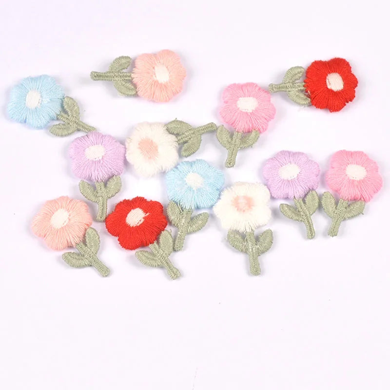 10pcs 17x30mm mix colors Flower patch Cute Woven Clothing decoration for DIY Headwear/Clothing/Shoes/Bags cp3837 Qme