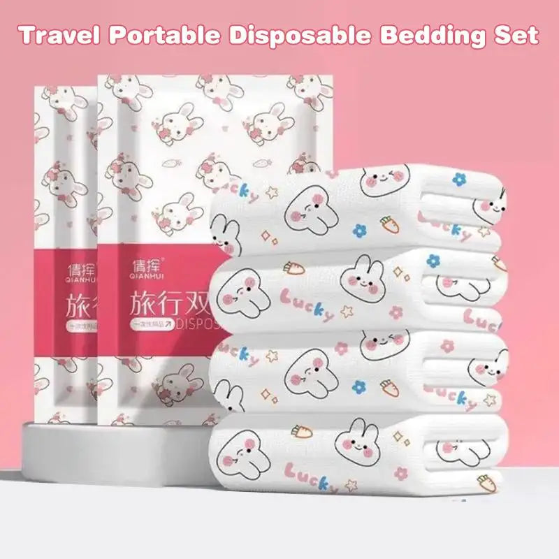 Disposable 3/4-piece Bedding Set, Extra Thick Disposable Sheets, Duvet Covers, And Pillowcases For Hotels And Travel.. Qme