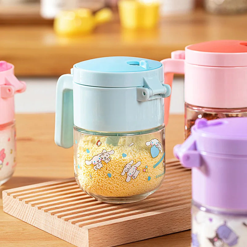 Hello Kitty Kuromi Salt Shaker and Spice Jar Set Glass Kitchen Spice Jars with Moisture-Proof Seals Salt Portioning Bottles Qme 4