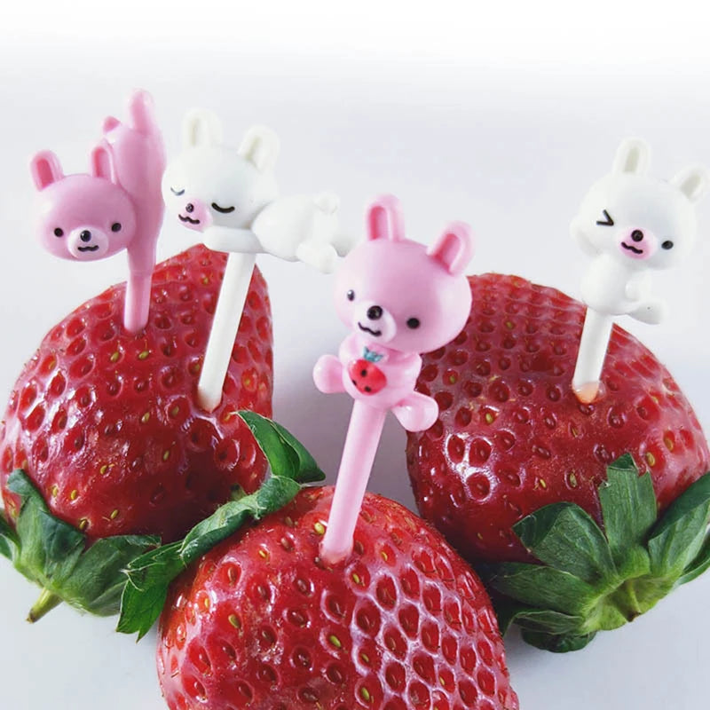 6 Cute Eyes Fruit Fork Plastic Pick Kids Bento Lunch Snack Cake Qme